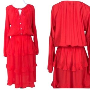 SUNDAY IN BROOKLYN by Anthropologie Red Tiered Boho Peasant Dress Size Large